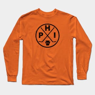 Philadelphia Hockey PHI Orange and Black Keystone State Pennsylvania Long Sleeve T-Shirt